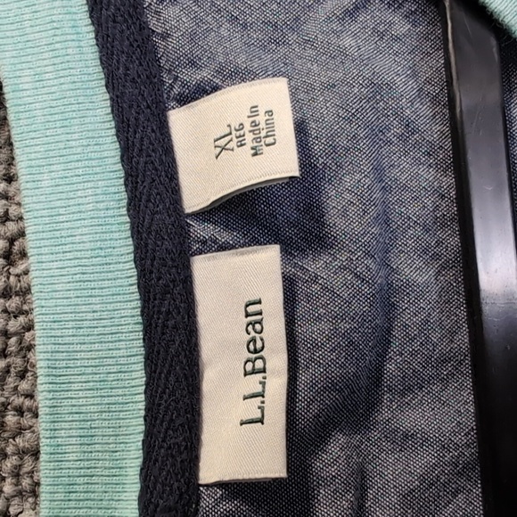 L.L. Bean Long Sleeve Nautical Stripe Crew Neck Pullover Size XL in Mint & White - Picture 3 of 9